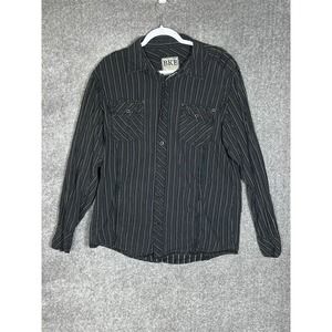 BKE Slim Fit Long Sleeve Button Up Epaulet Shirt Mens Size‎ XL Black Pockets